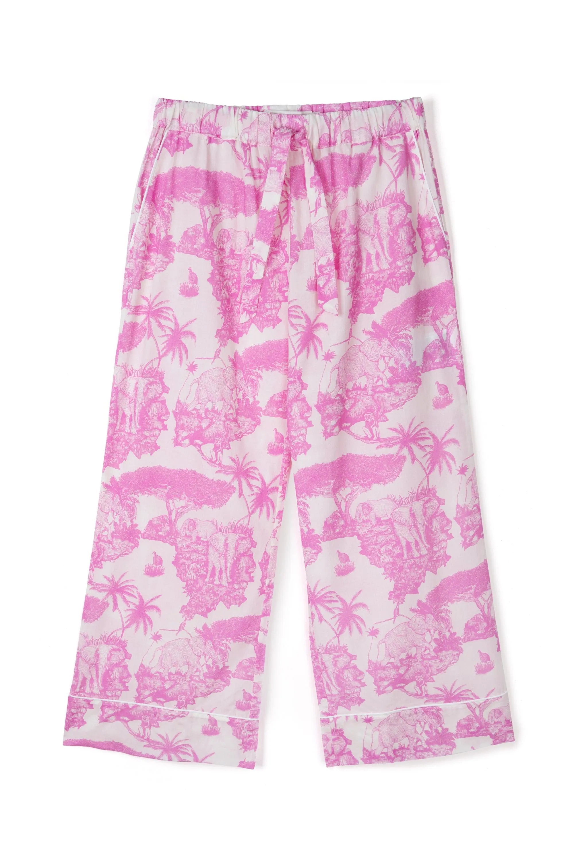 Wide Leg Pyjama Trousers Loxodonta Print Pink sold by Desmond & Dempsey product image thumbnail 4