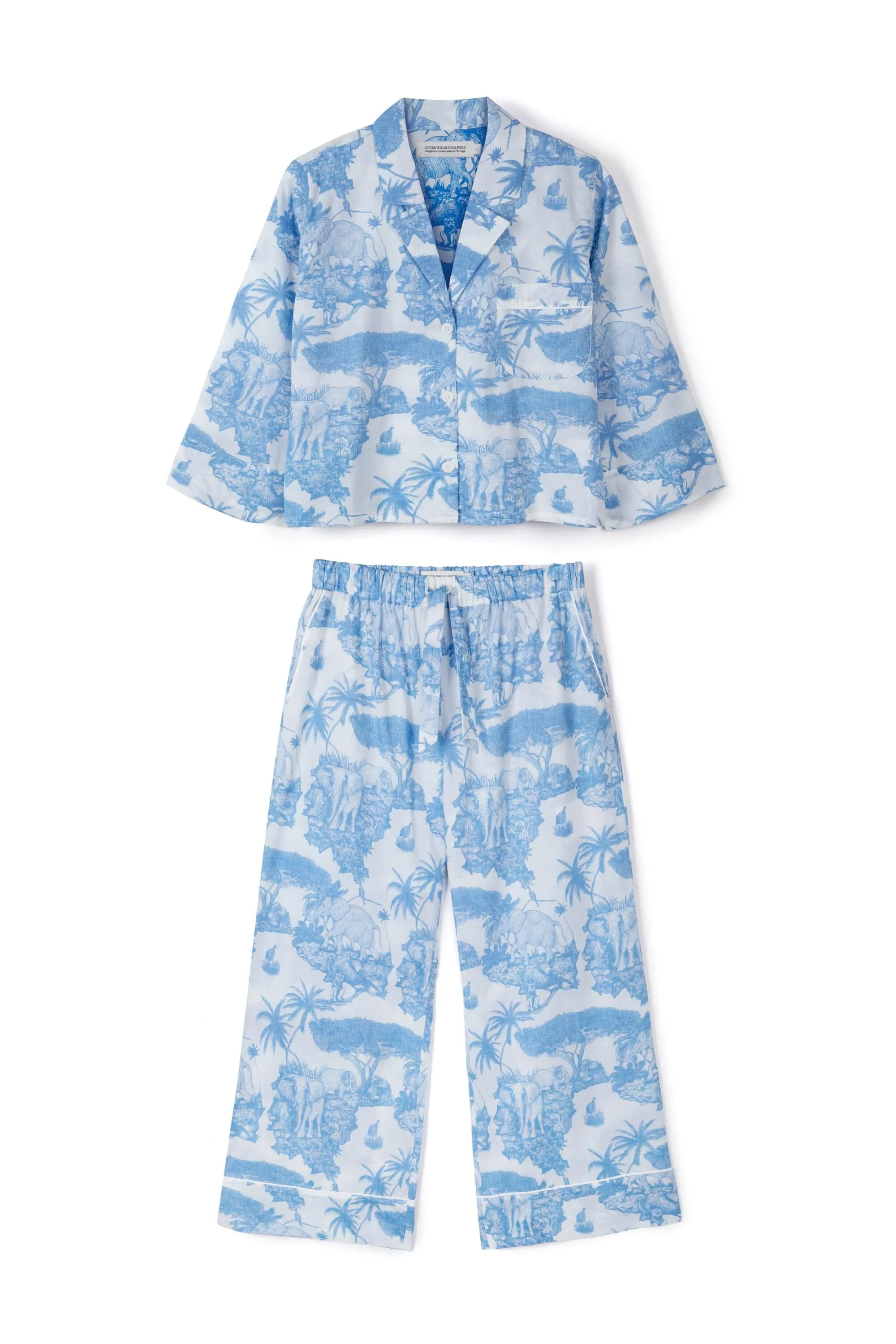Boxy Shirt and Wide Leg Trouser Set Loxodonta Print Blue sold by Desmond & Dempsey product image thumbnail 4