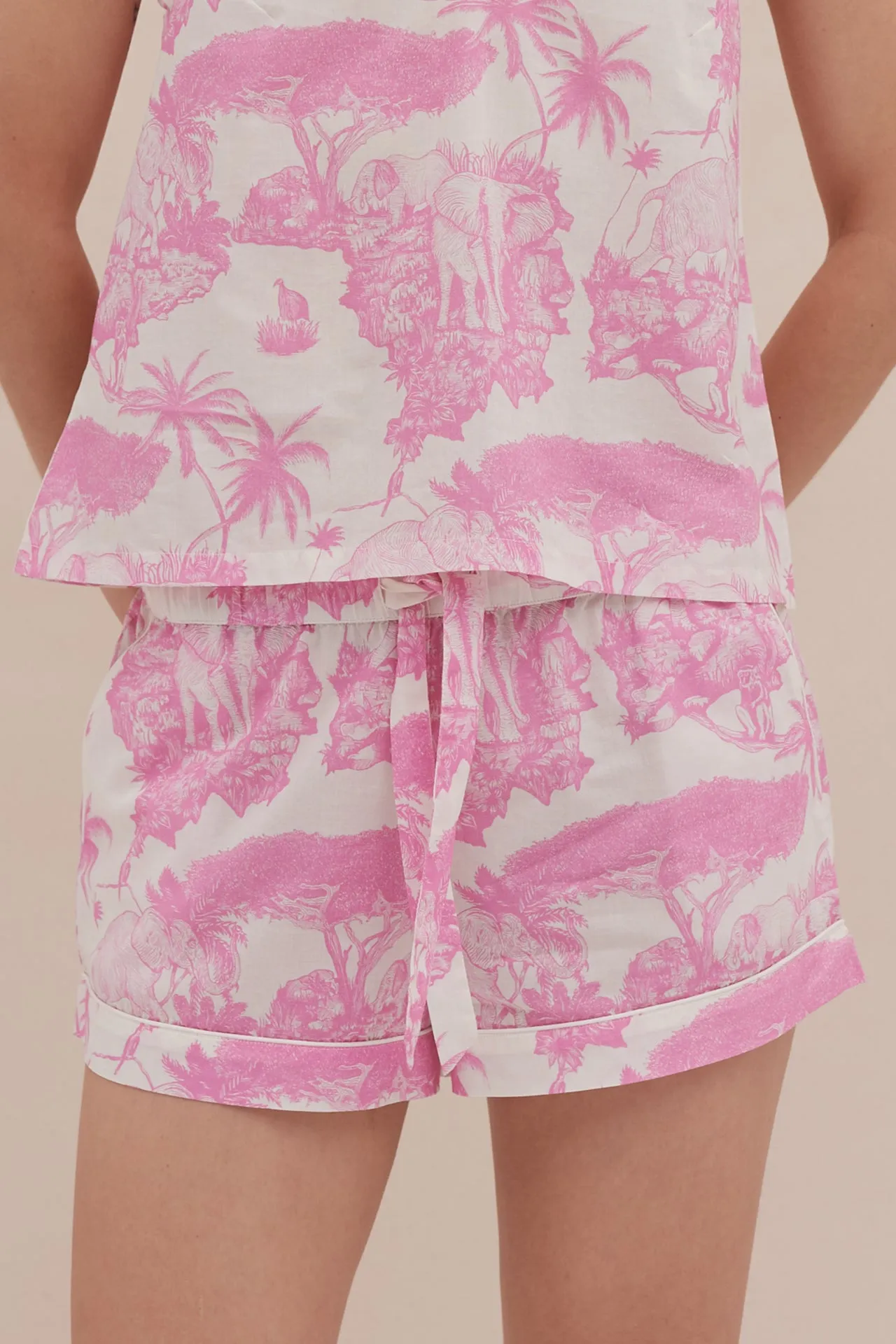 Pyjama Shorts Loxodonta Print Pink sold by Desmond & Dempsey product image thumbnail 4