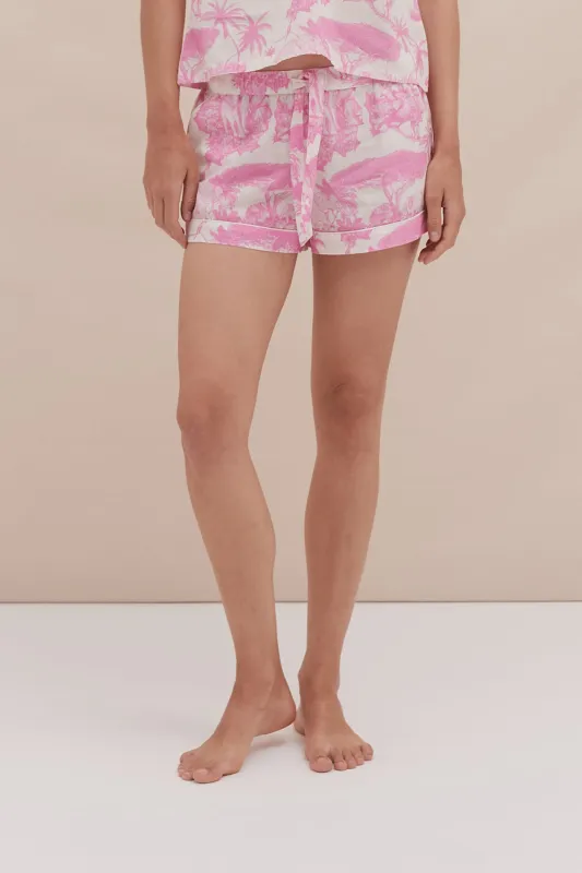 Pyjama Shorts Loxodonta Print Pink sold by Desmond & Dempsey
