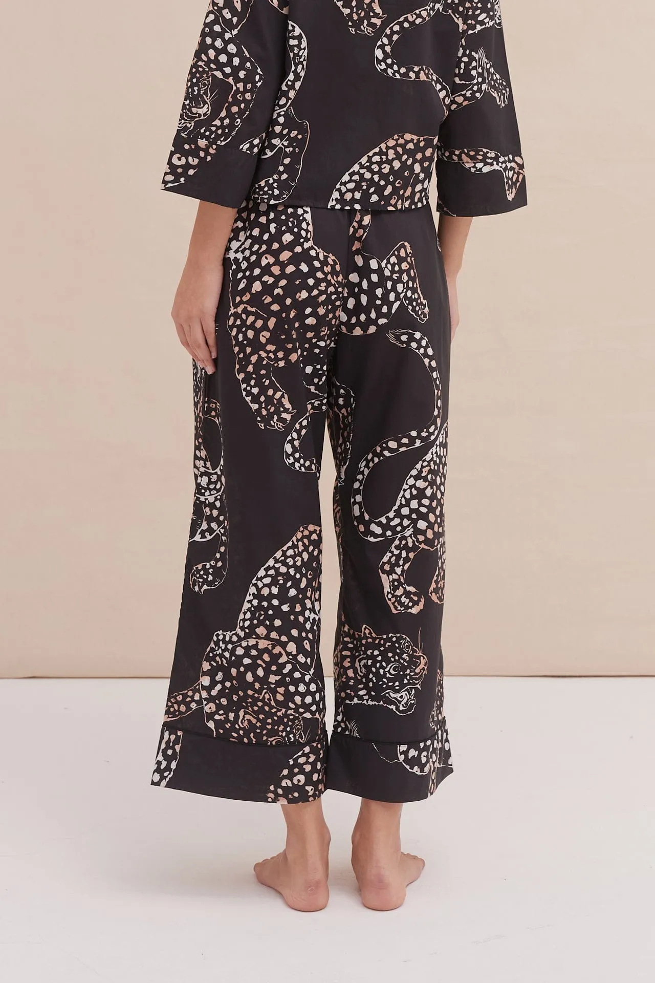 Wide Leg Pyjama Trousers The Jag Print Navy sold by Desmond & Dempsey product image thumbnail 2