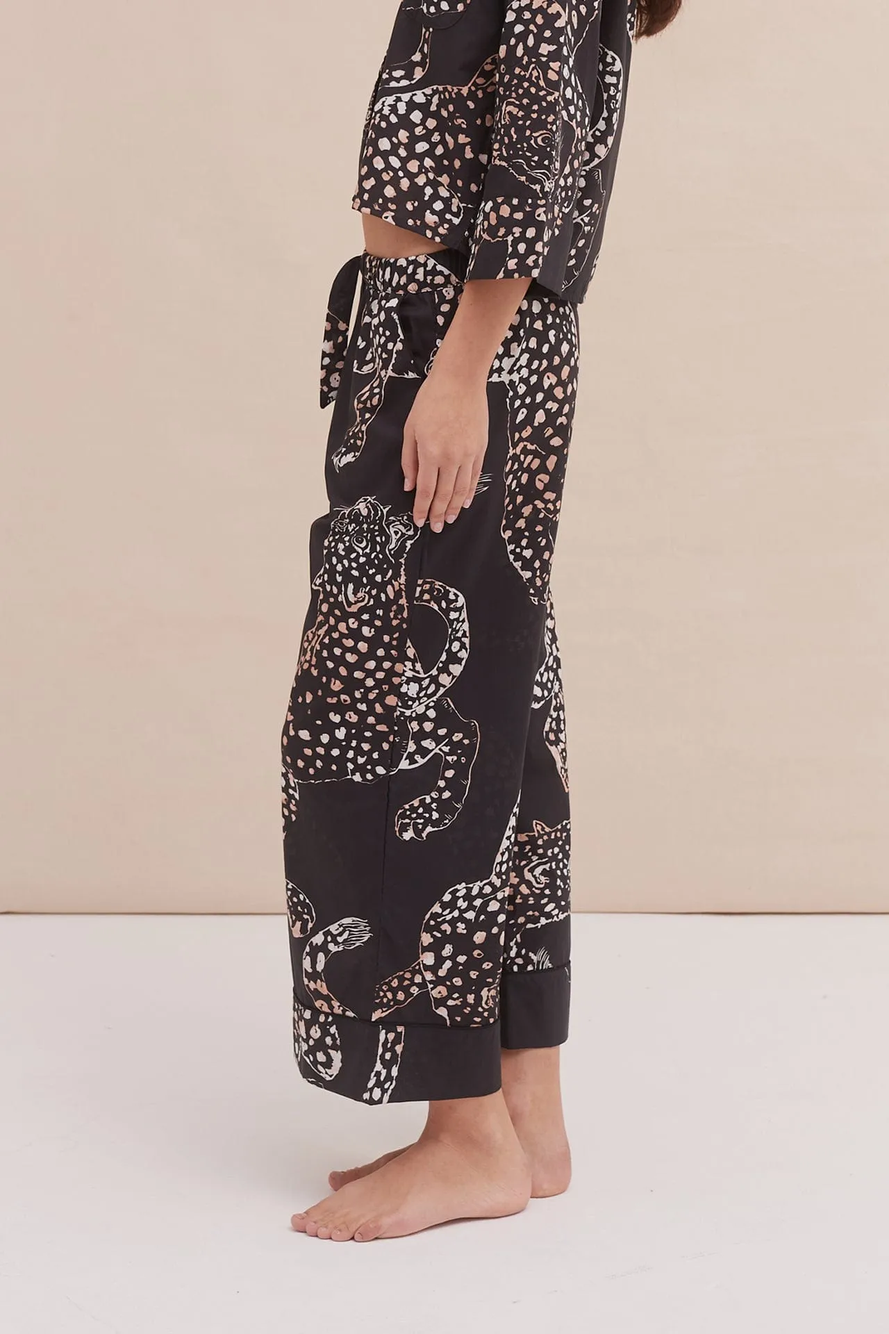 Wide Leg Pyjama Trousers The Jag Print Navy sold by Desmond & Dempsey product image thumbnail 3