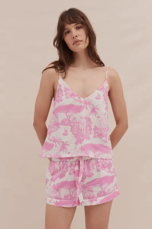 Cami Top Loxodonta Print Pink sold by Desmond & Dempsey