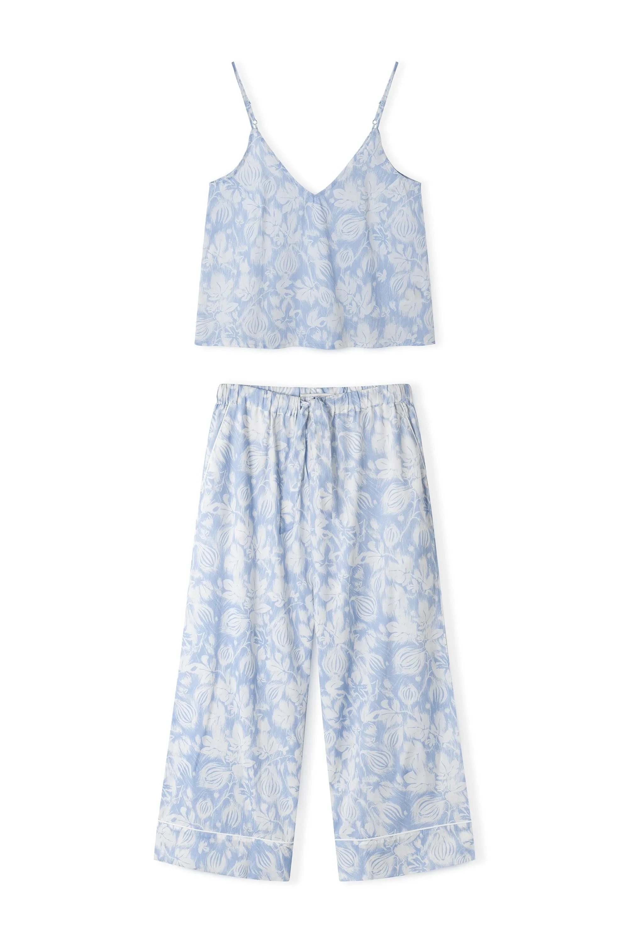 Cami Top and Wide Leg Trouser Set Alma Fig Print Blue sold by Desmond & Dempsey product image thumbnail 5