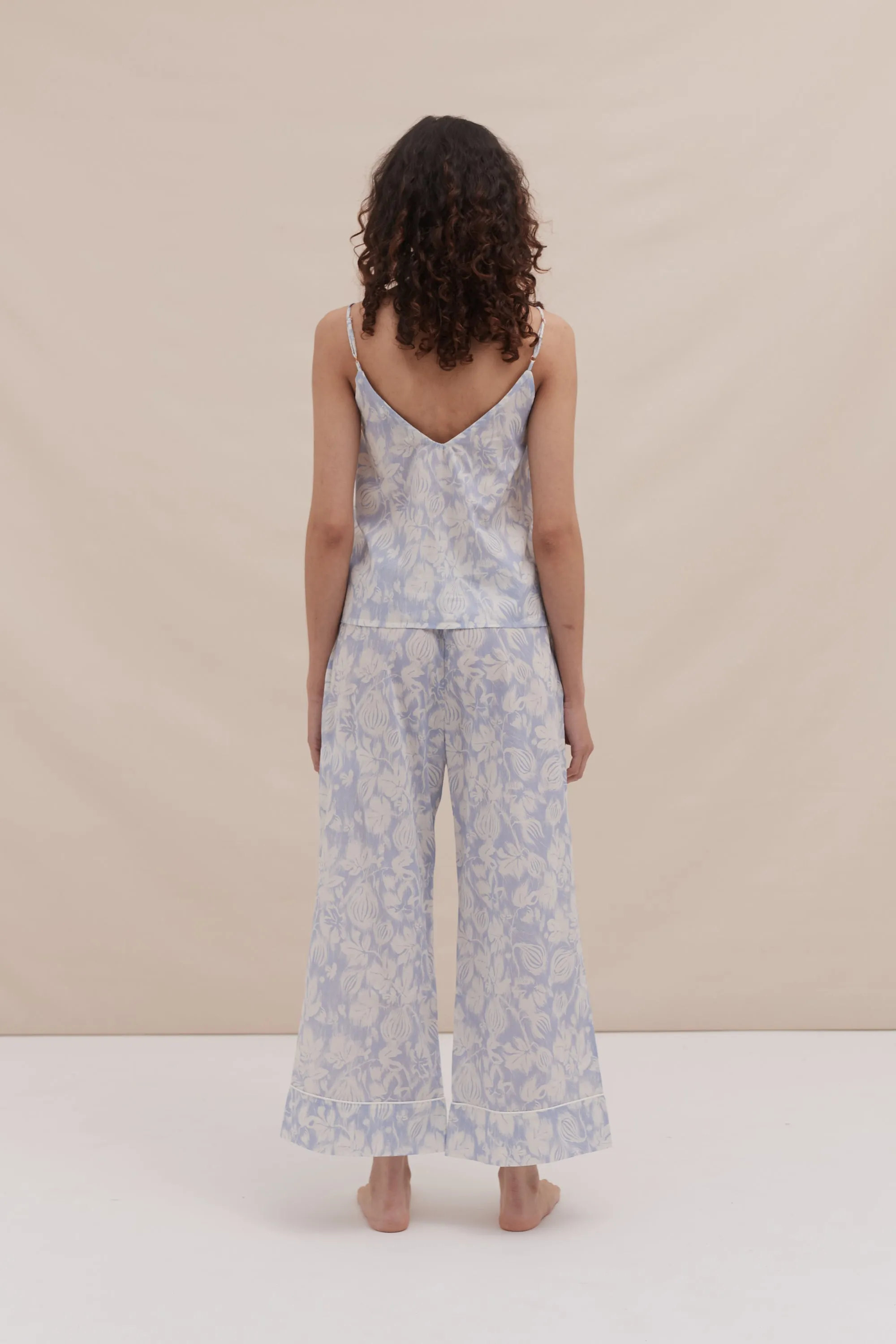 Cami Top and Wide Leg Trouser Set Alma Fig Print Blue sold by Desmond & Dempsey product image thumbnail 3
