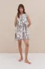 Sleeveless Pleated Nightie The Jag Print Cream sold by Desmond & Dempsey