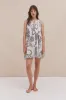 Sleeveless Pleated Nightie The Jag Print Cream sold by Desmond & Dempsey