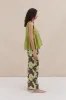 Pleated Cami and Pocket Trousers Set Plain/Grand Hibiscus Print Cocoa/Lime sold by Desmond & Dempsey
