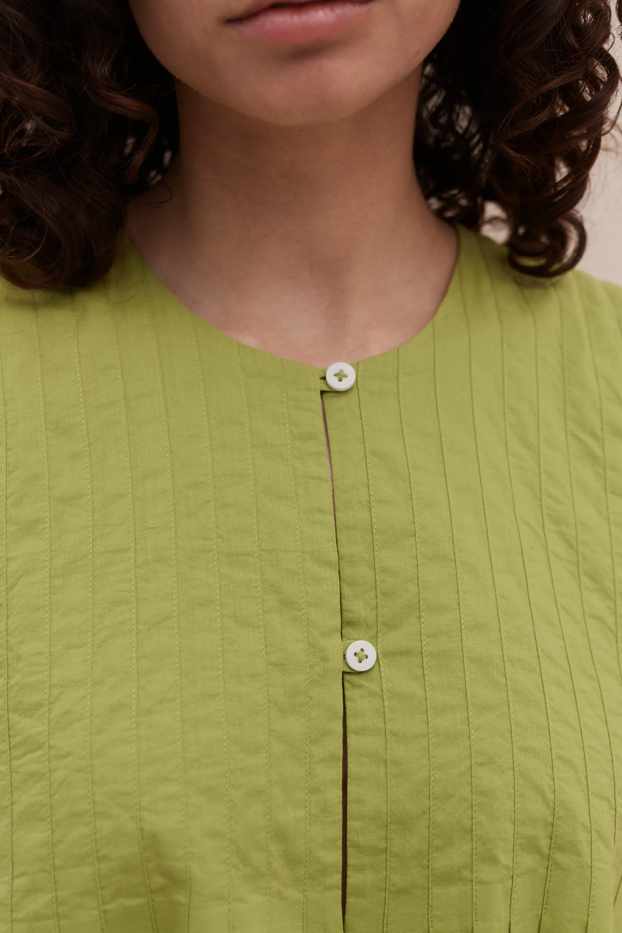 Pleated Cami Top Lime sold by Desmond & Dempsey product image thumbnail 4