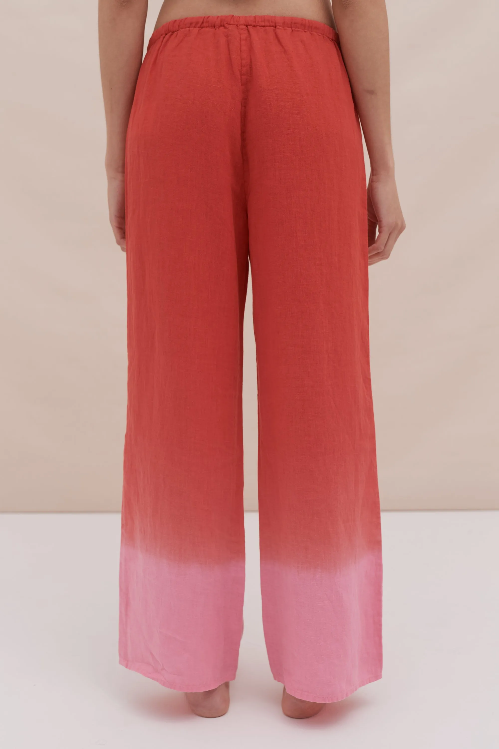 Lounge Trouser Dip Dye Red/Pink Linen sold by Desmond & Dempsey product image thumbnail 3