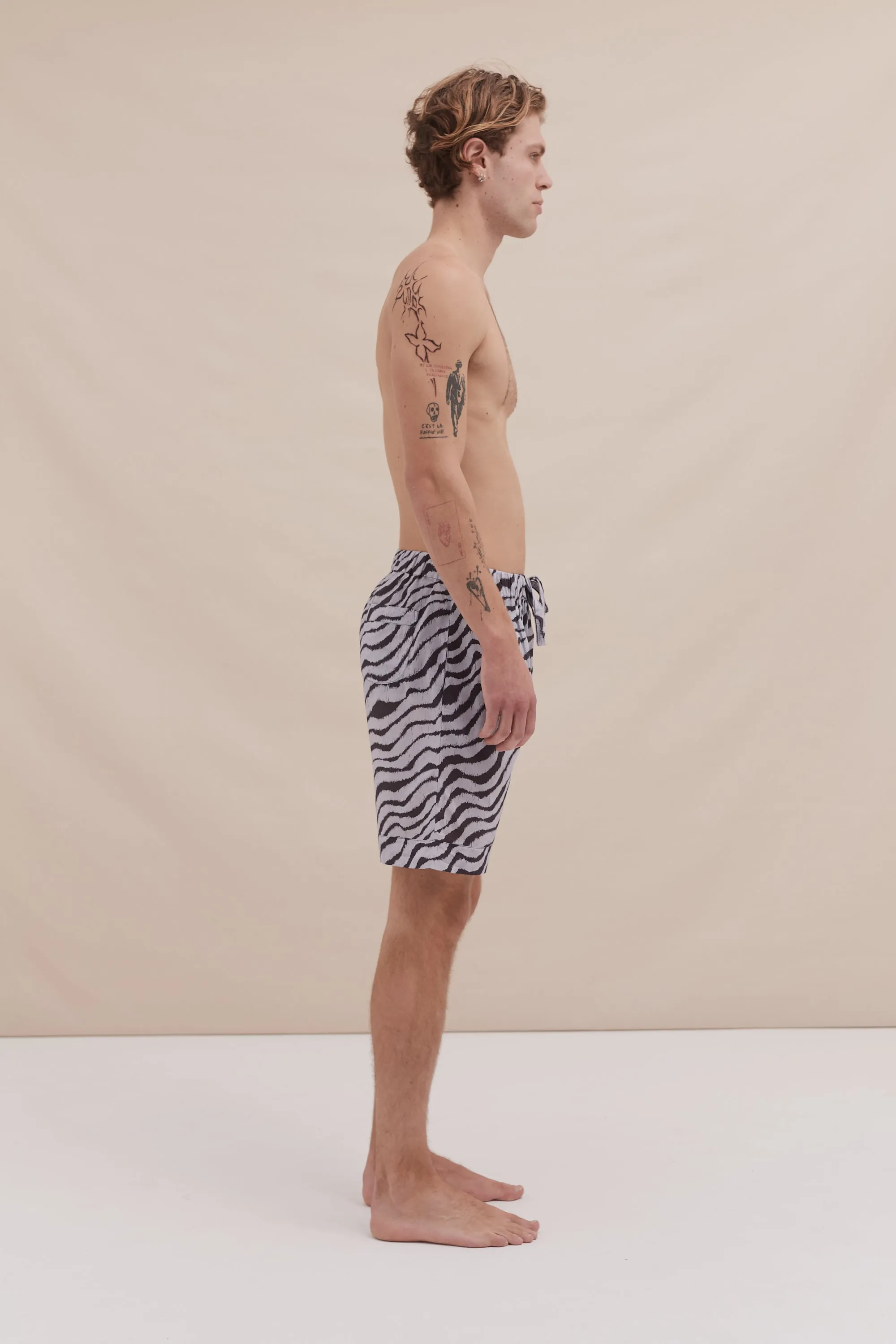 Men’s Pyjama Shorts Tide Print Blue sold by Desmond & Dempsey product image thumbnail 2
