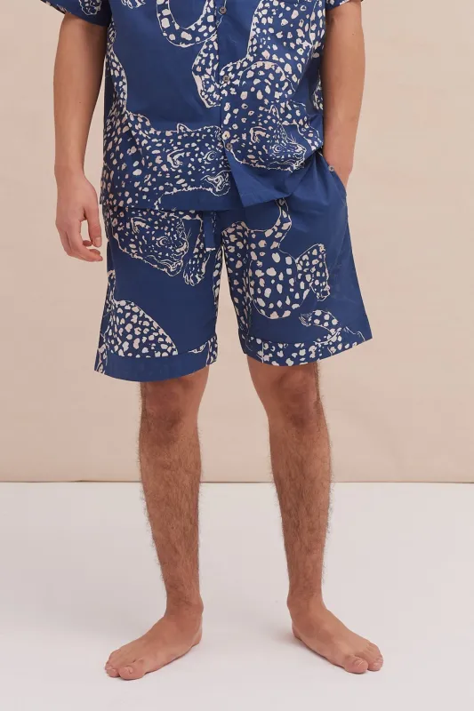 Men’s Pyjama Shorts The Jag Print Blue sold by Desmond & Dempsey