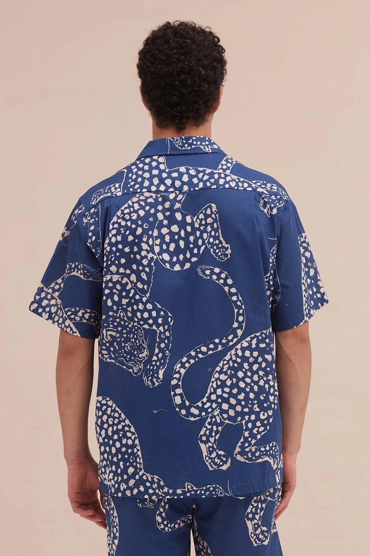 Men’s Cuban Pyjama Shirt The Jag Print Blue sold by Desmond & Dempsey product image thumbnail 3