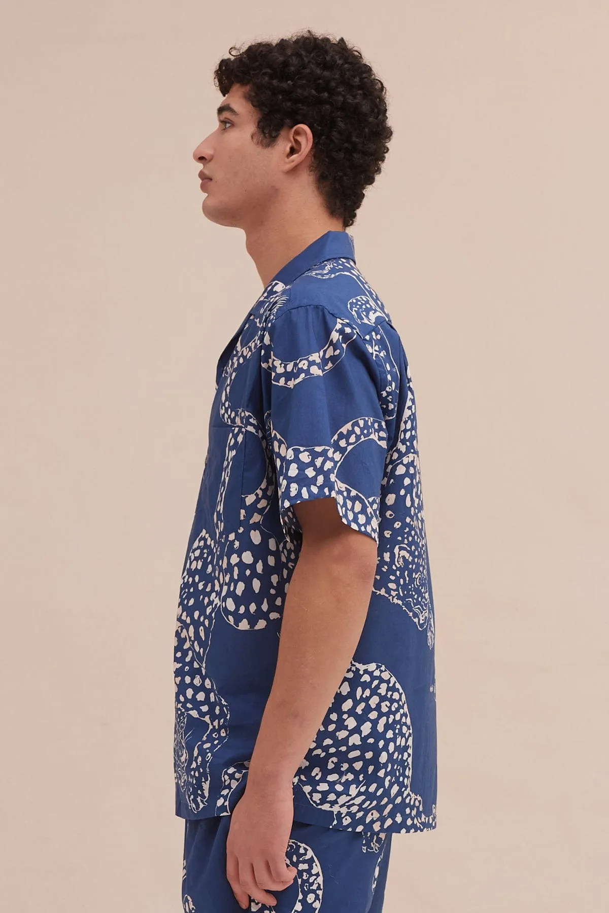 Men’s Cuban Pyjama Shirt The Jag Print Blue sold by Desmond & Dempsey product image thumbnail 2