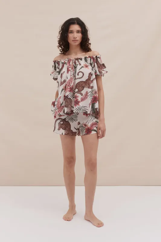 Light & Easy Short Set Soleia Leopard Print Cream sold by Desmond & Dempsey