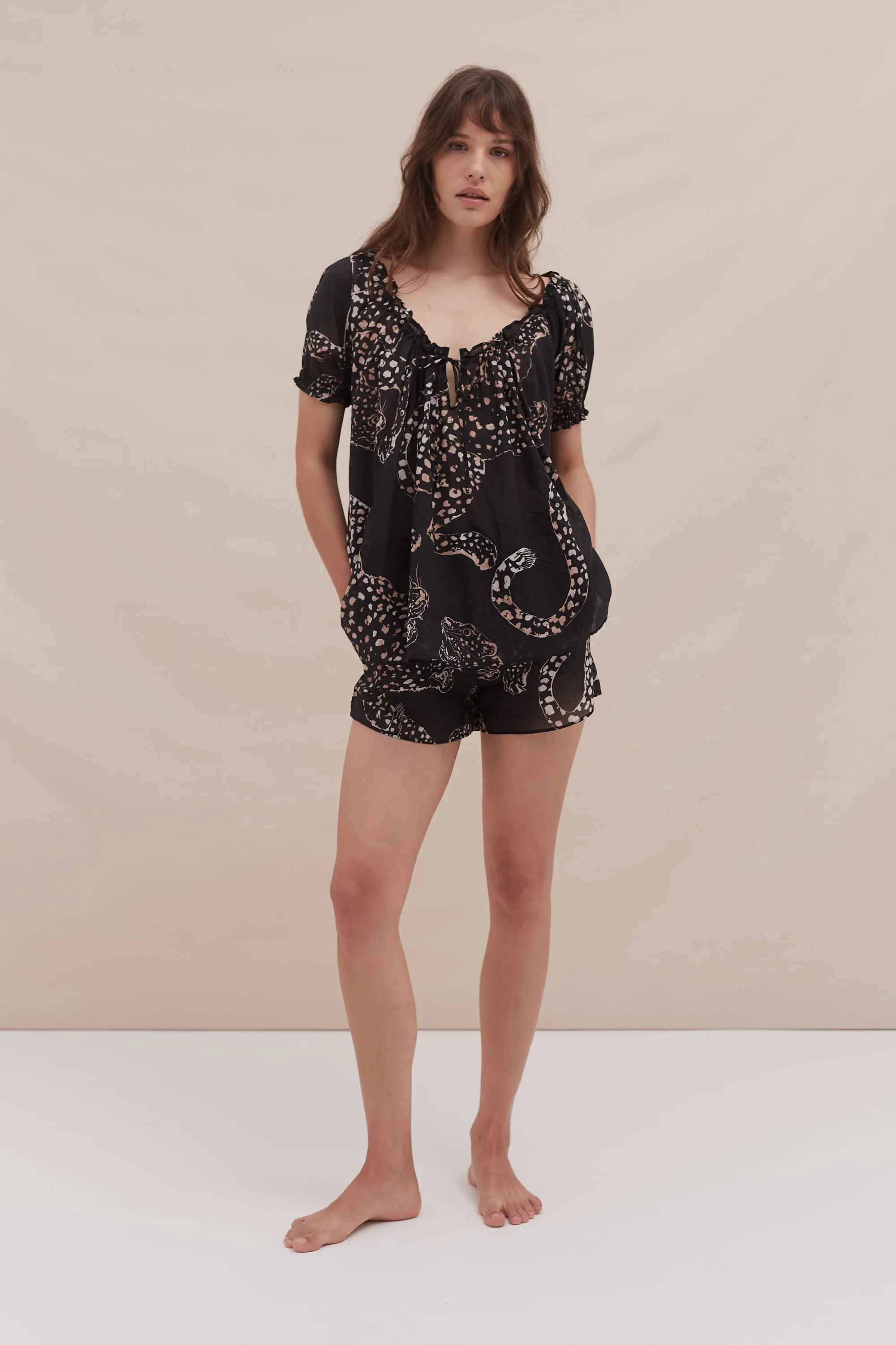 Light & Easy Short Set The Jag Print Navy sold by Desmond & Dempsey