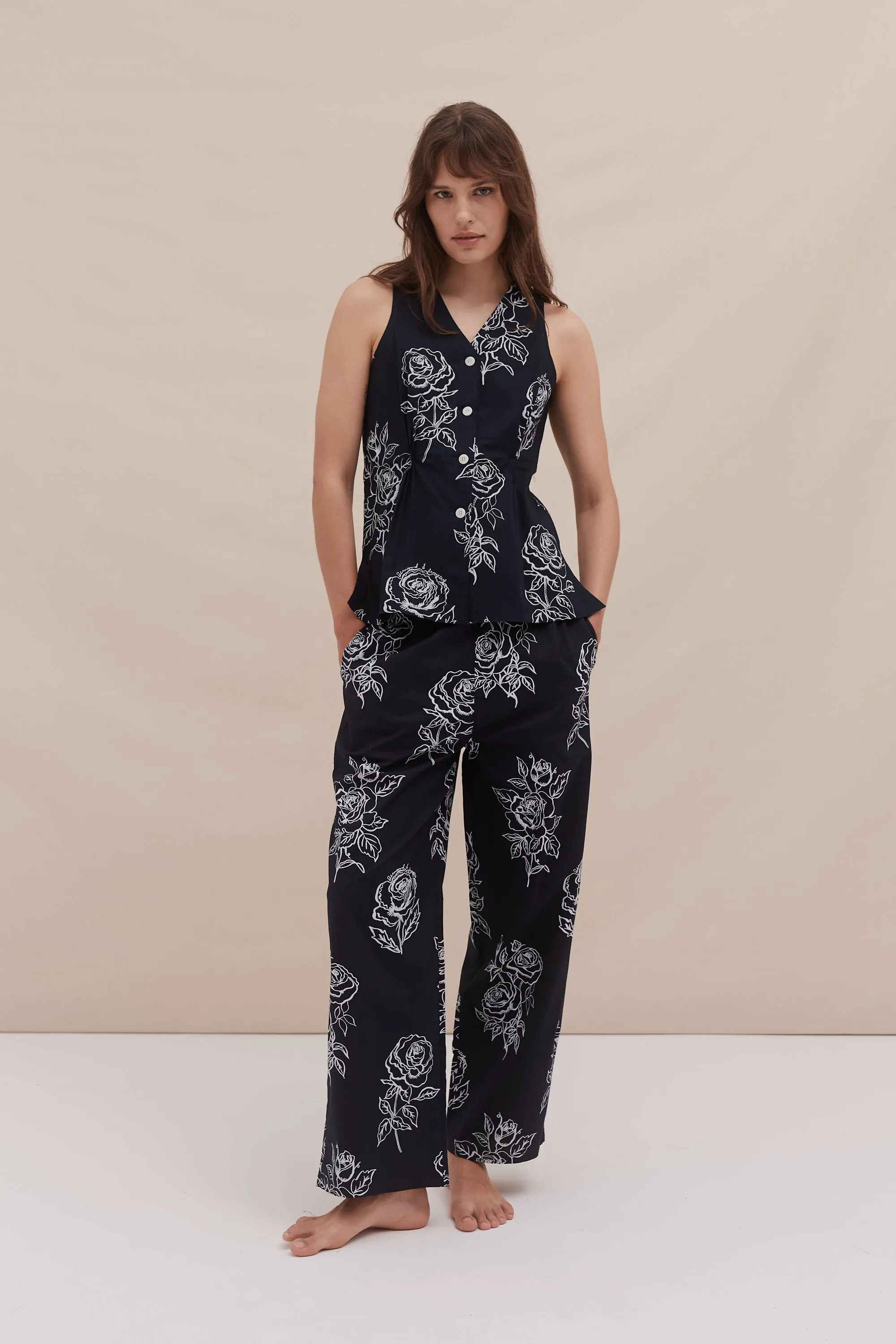 402 Trousers Posy Navy sold by Desmond & Dempsey product image thumbnail 5