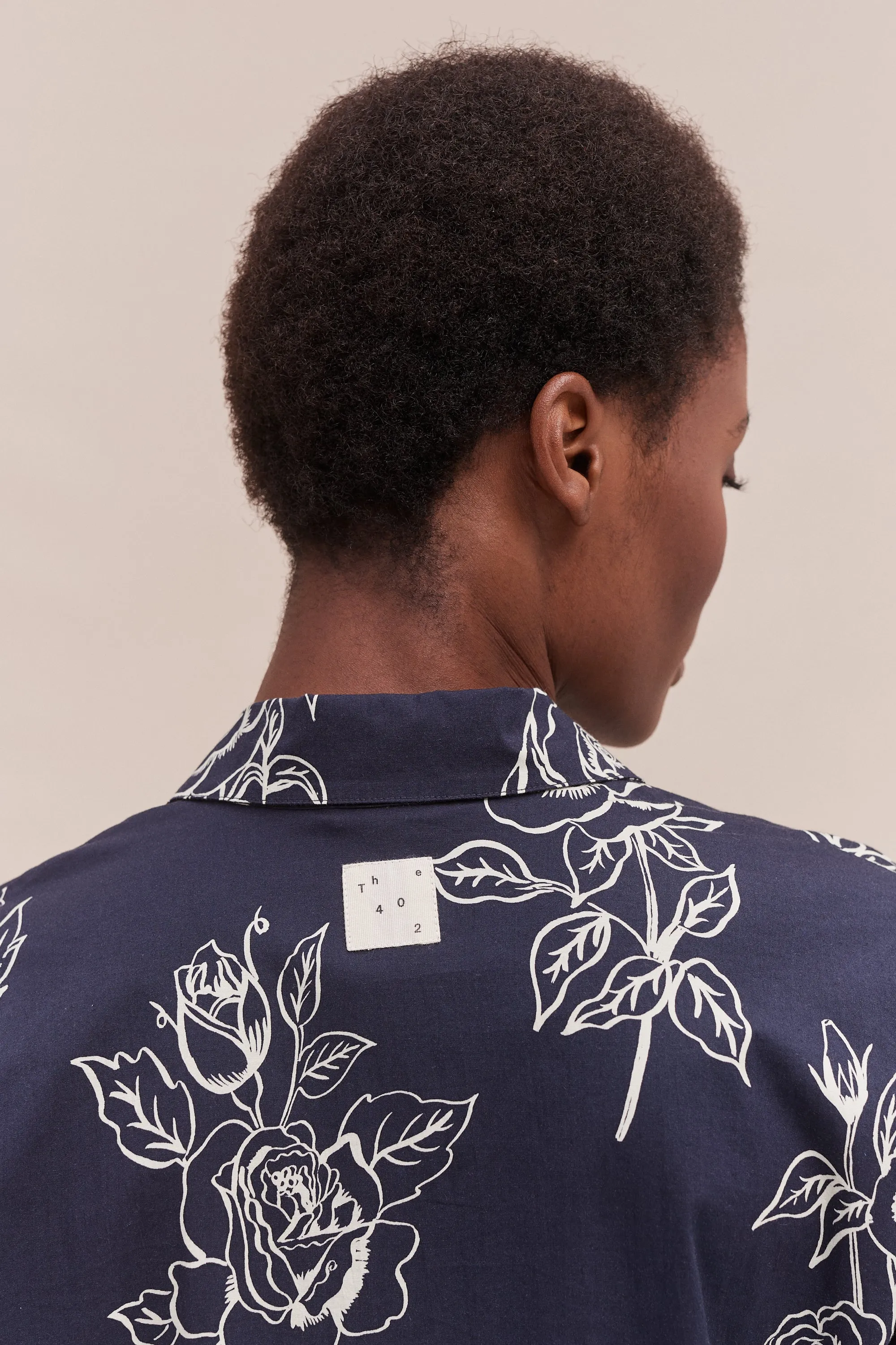 402 Long Pyjama Set Posy Navy sold by Desmond & Dempsey product image thumbnail 4