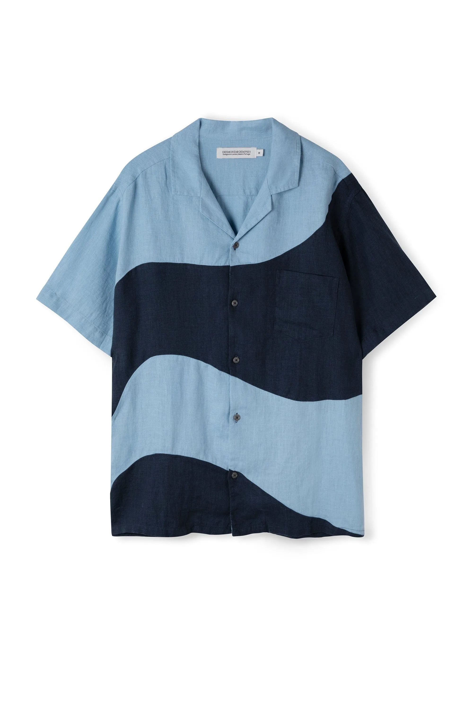 Men’s Cuban Pyjama Shirt Salacia Print Petrol/Sky Blue Linen sold by Desmond & Dempsey product image thumbnail 5