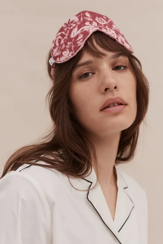 Cotton Luxe Eye Mask Alma Fig Print Red/Pink sold by Desmond & Dempsey