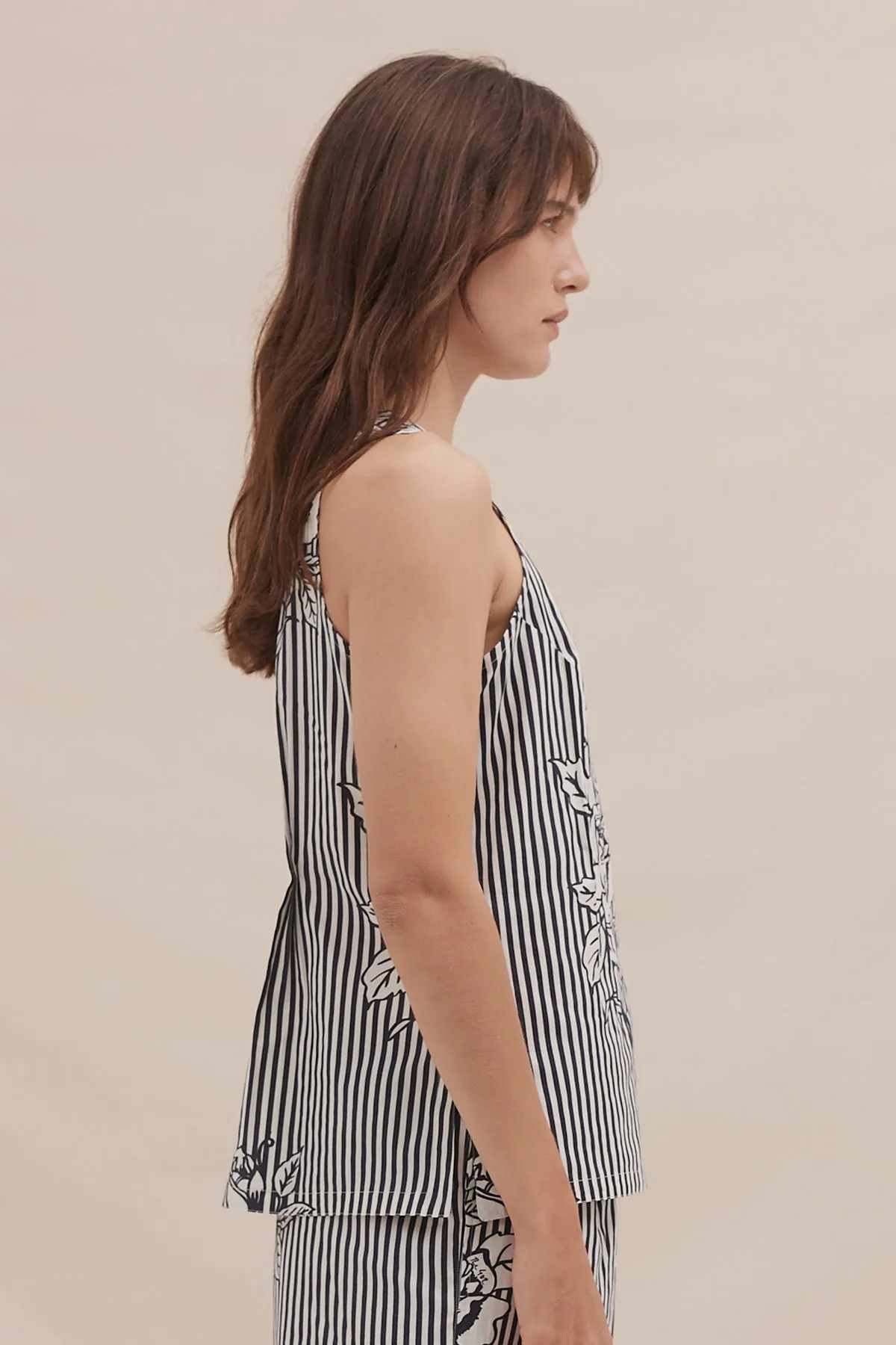 402 Vest Cami Pinstripe Rose Navy sold by Desmond & Dempsey product image thumbnail 2