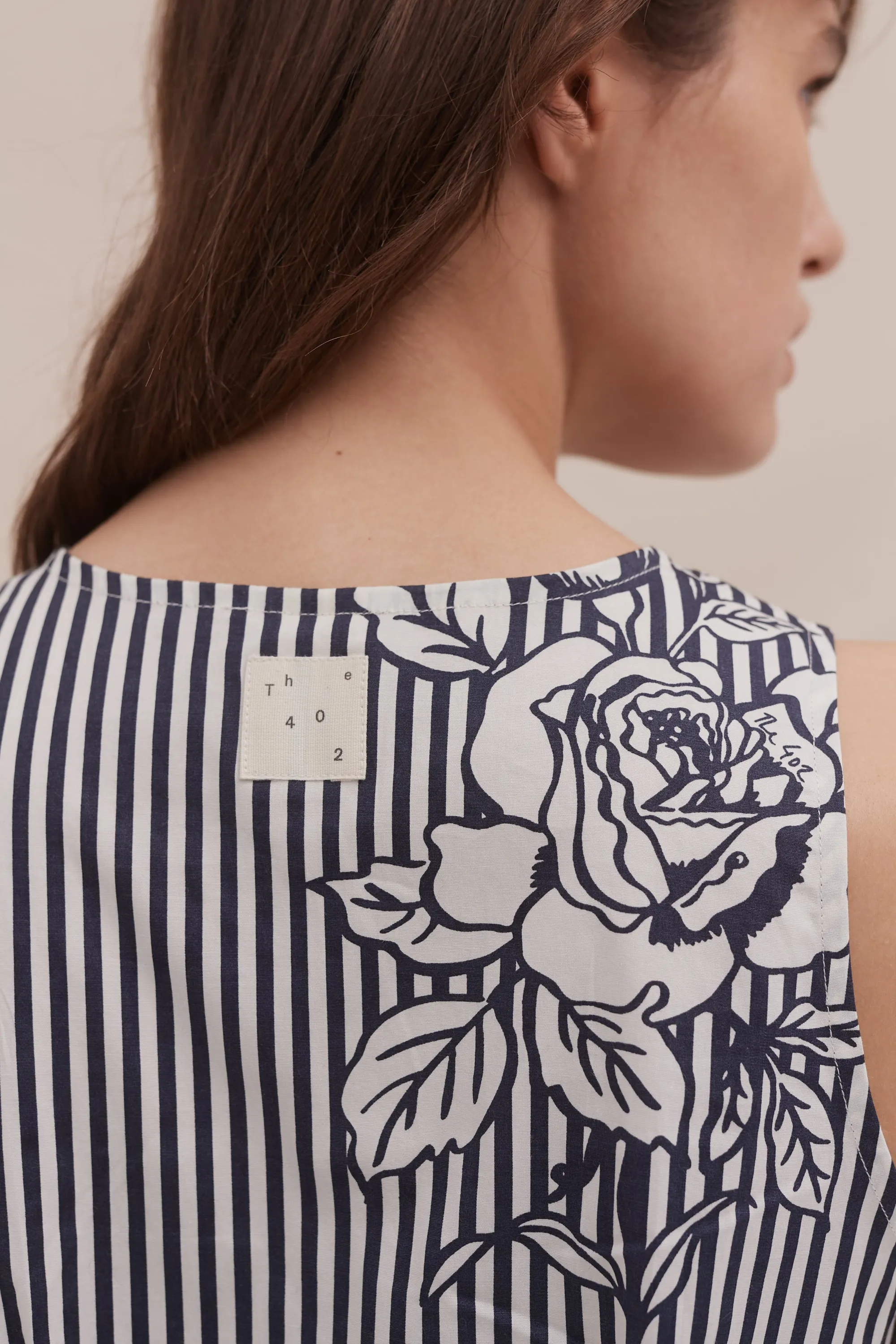 402 Vest Cami Pinstripe Rose Navy sold by Desmond & Dempsey product image thumbnail 5