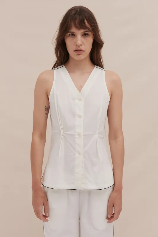 402 Vest Cami Cream sold by Desmond & Dempsey