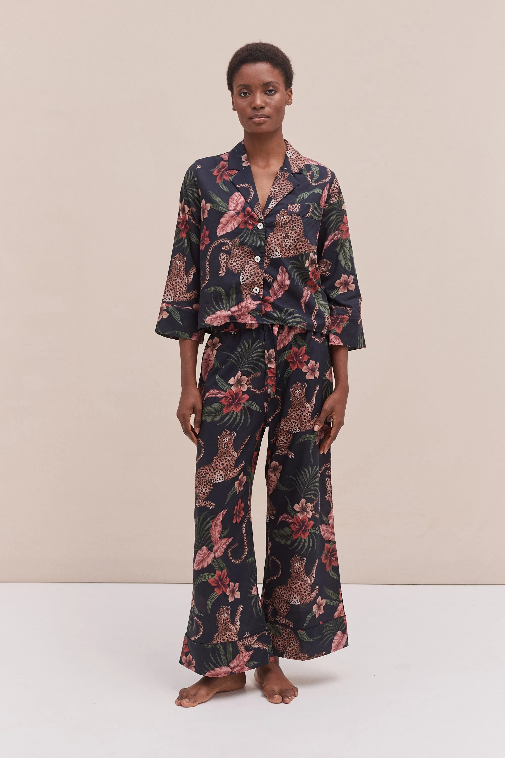 Boxy Shirt and Wide Leg Trouser Set Soleia Leopard Print Multi sold by Desmond & Dempsey