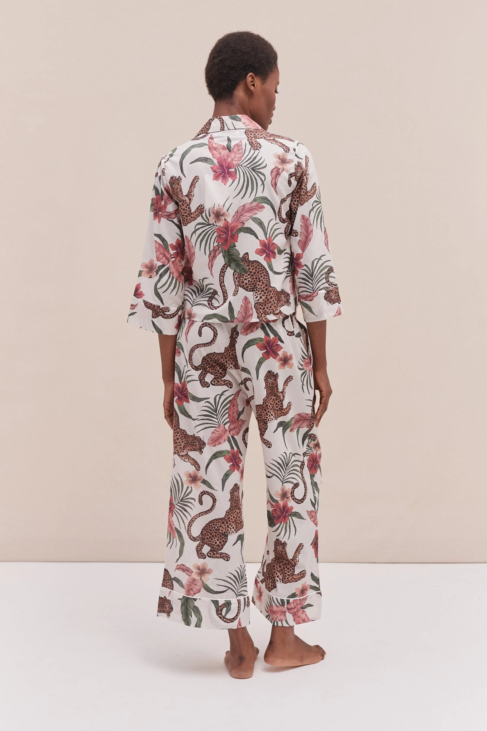 Boxy Shirt and Wide Leg Trouser Set Soleia Leopard Print Cream sold by Desmond & Dempsey product image thumbnail 3