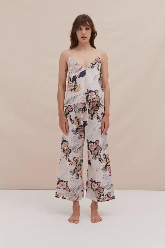 Cami Top and Wide Leg Trouser Set Love Print Chalk sold by Desmond & Dempsey
