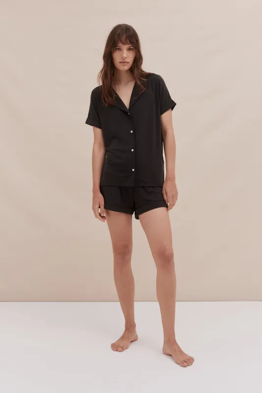 Lyocell Jersey Short Pyjama Set Graphite Black sold by Desmond & Dempsey
