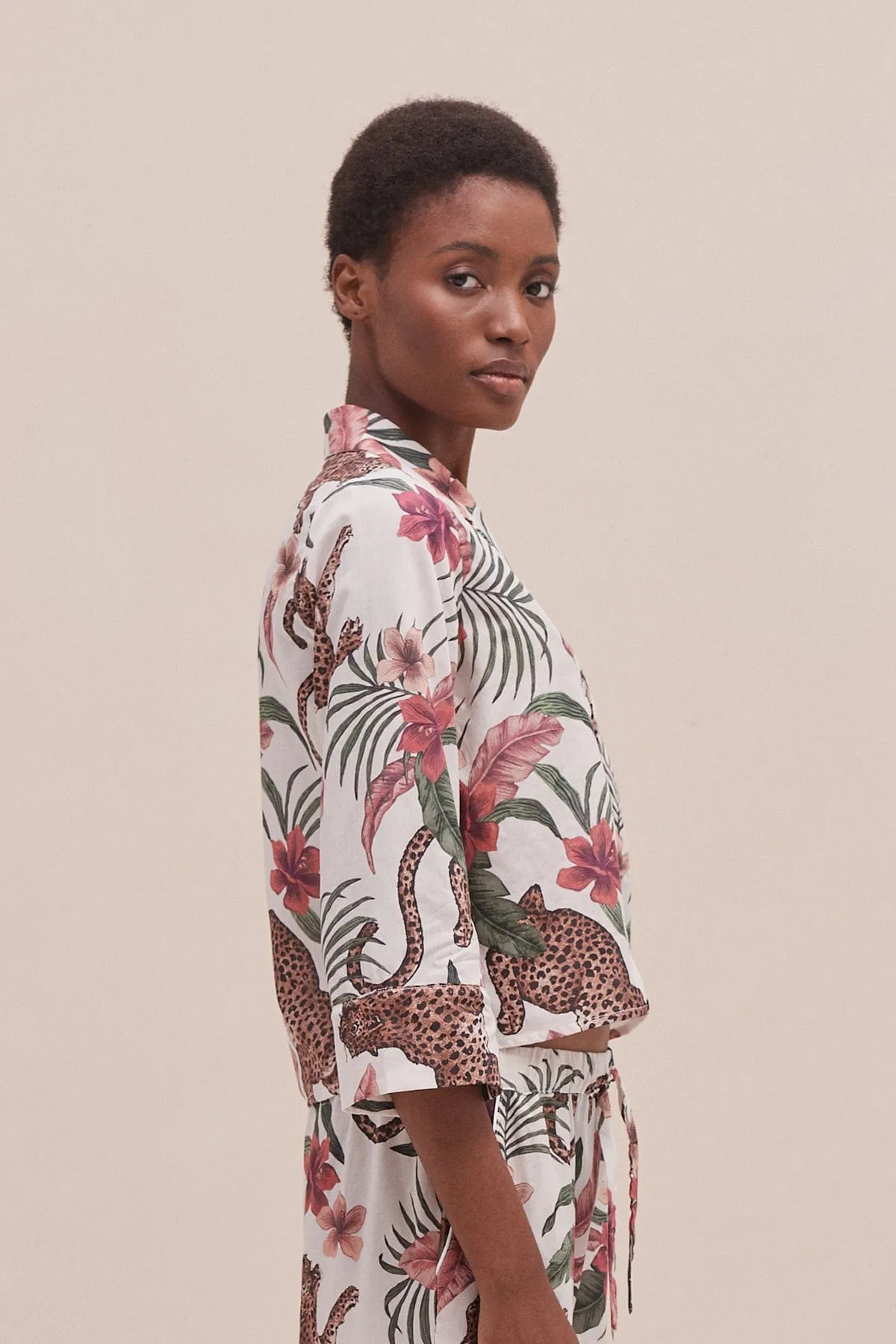 Women's Boxy Shirt Soleia Print Cream sold by Desmond & Dempsey product image thumbnail 2