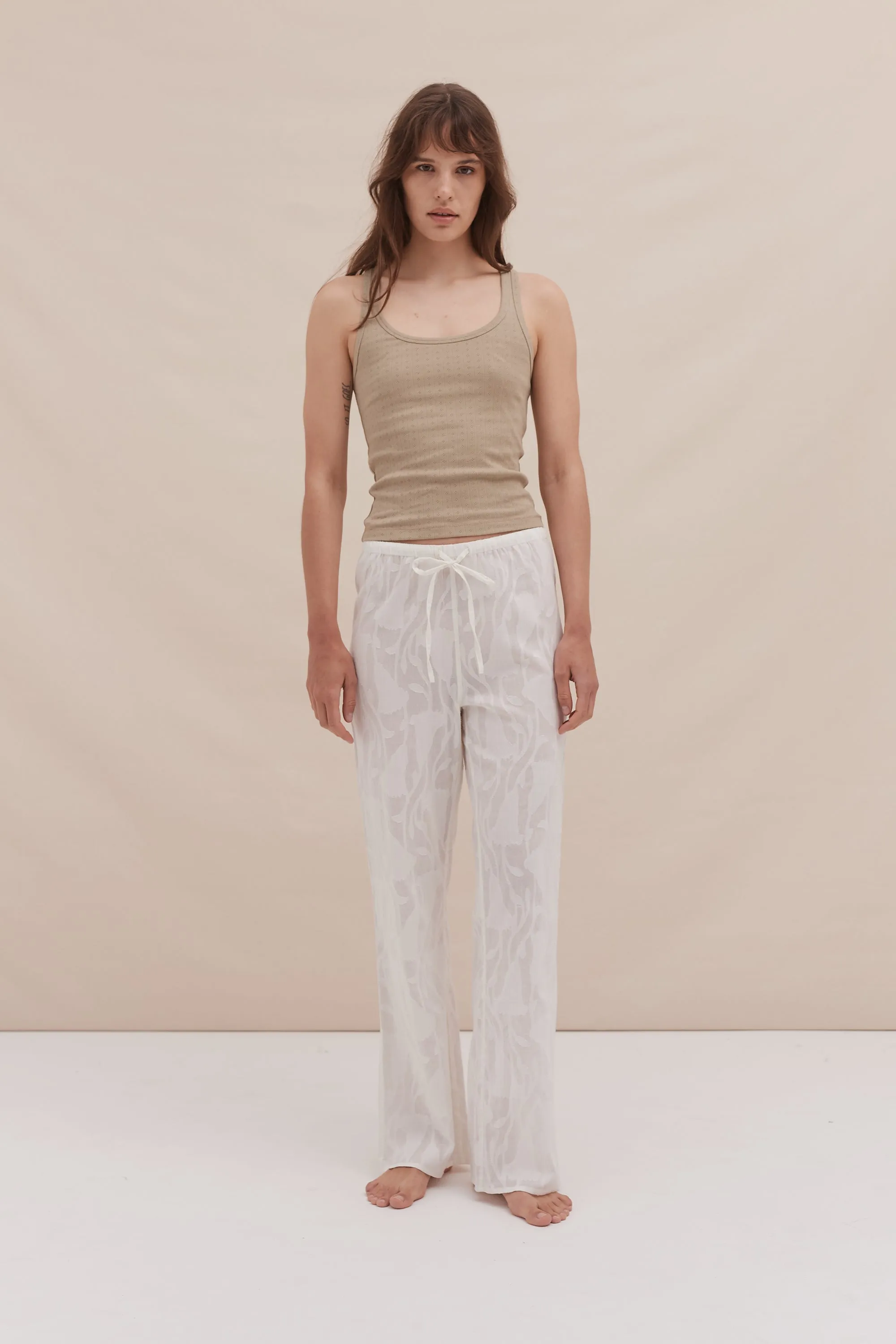 Lounge Trouser Floral Jacquard White sold by Desmond & Dempsey product image thumbnail 4