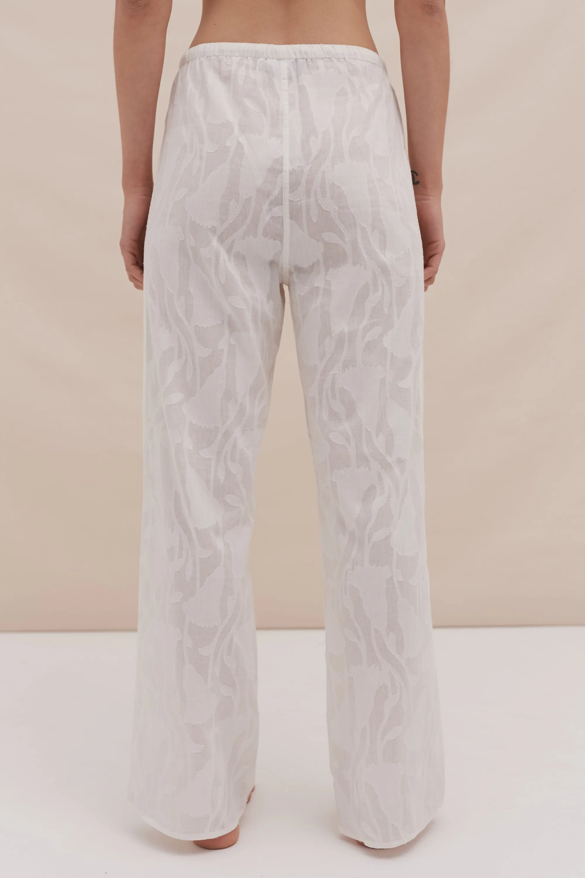 Lounge Trouser Floral Jacquard White sold by Desmond & Dempsey product image thumbnail 3