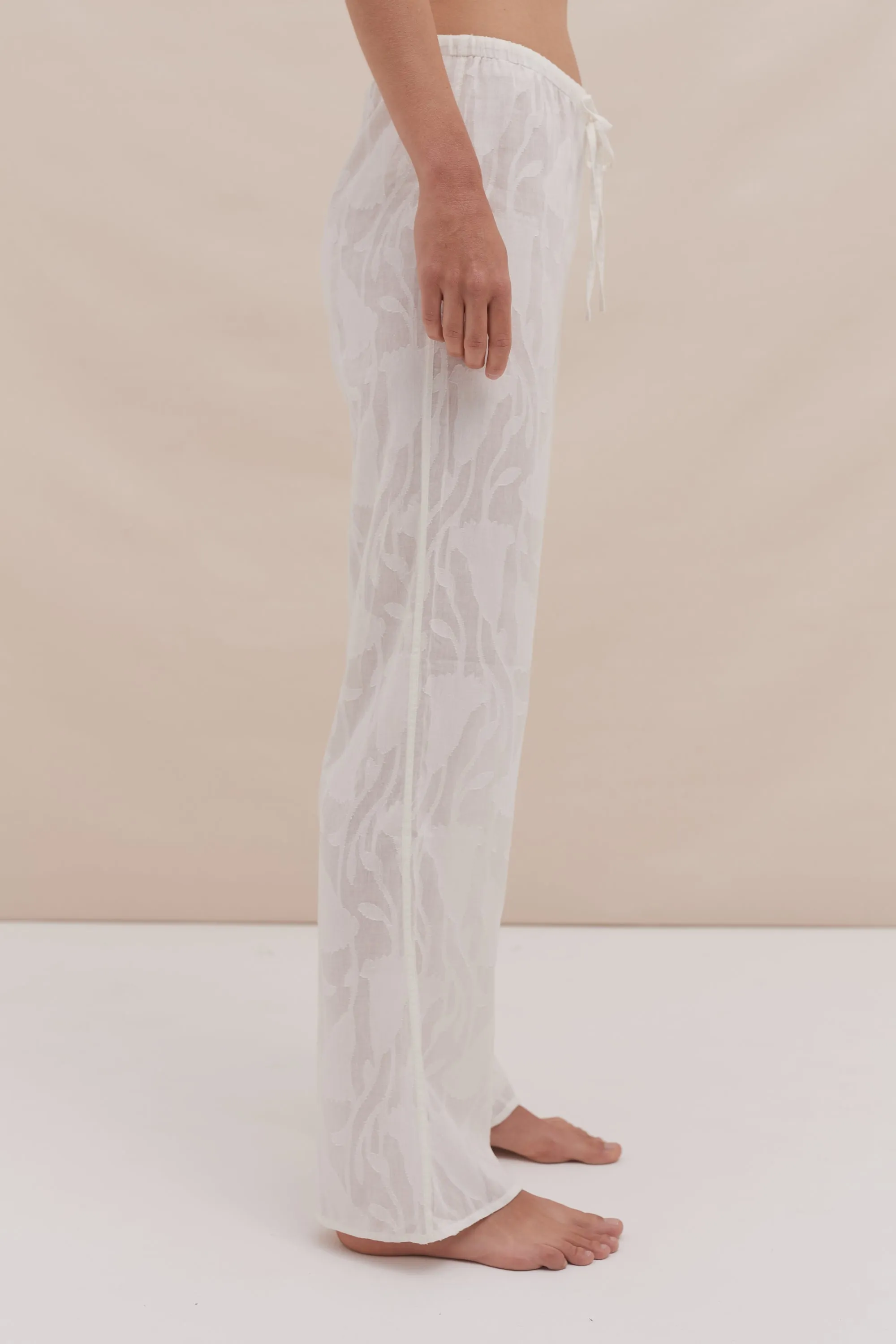 Lounge Trouser Floral Jacquard White sold by Desmond & Dempsey product image thumbnail 2