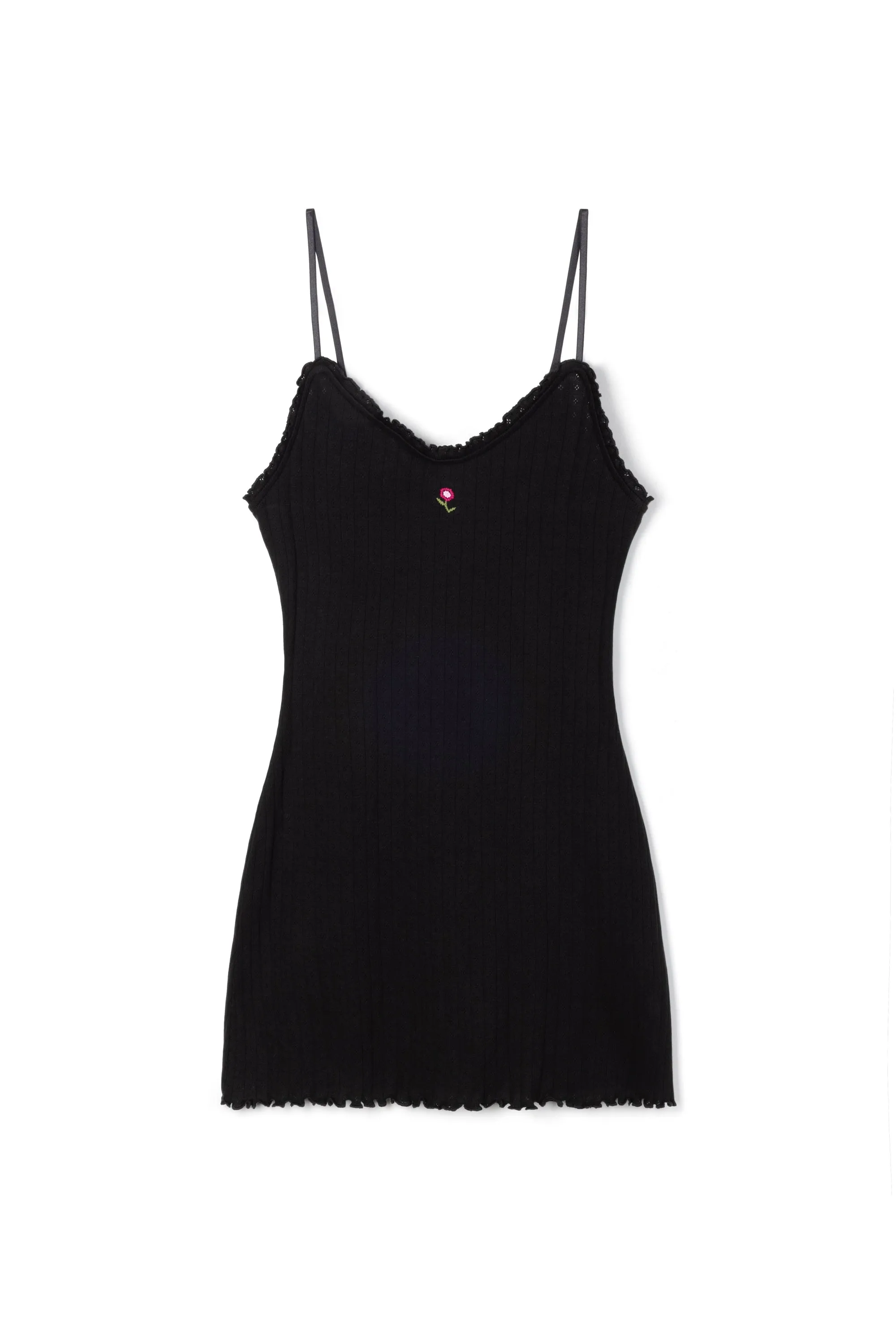 Pointelle Short Slip Nightie Black sold by Desmond & Dempsey product image thumbnail 5