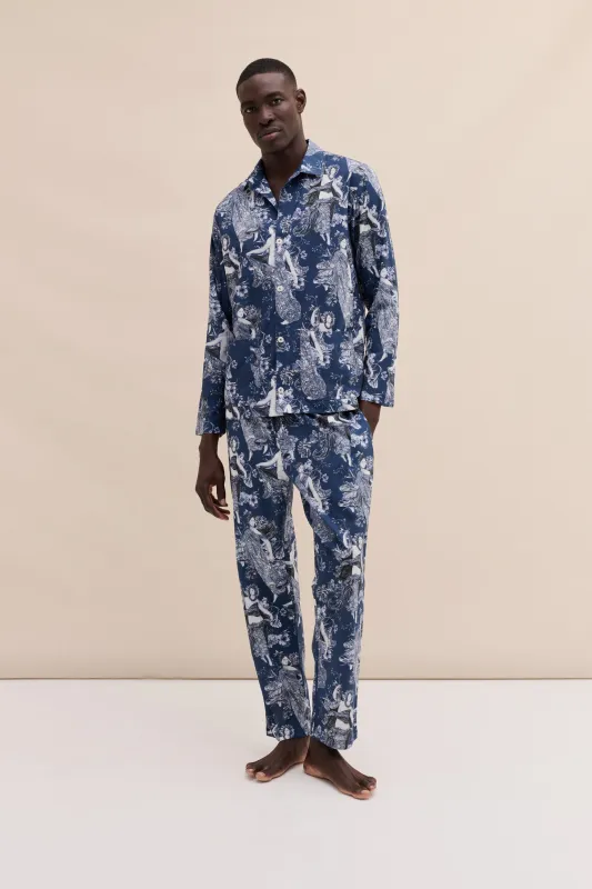 Men’s Pocket Pyjama Set Flora Navy sold by Desmond & Dempsey