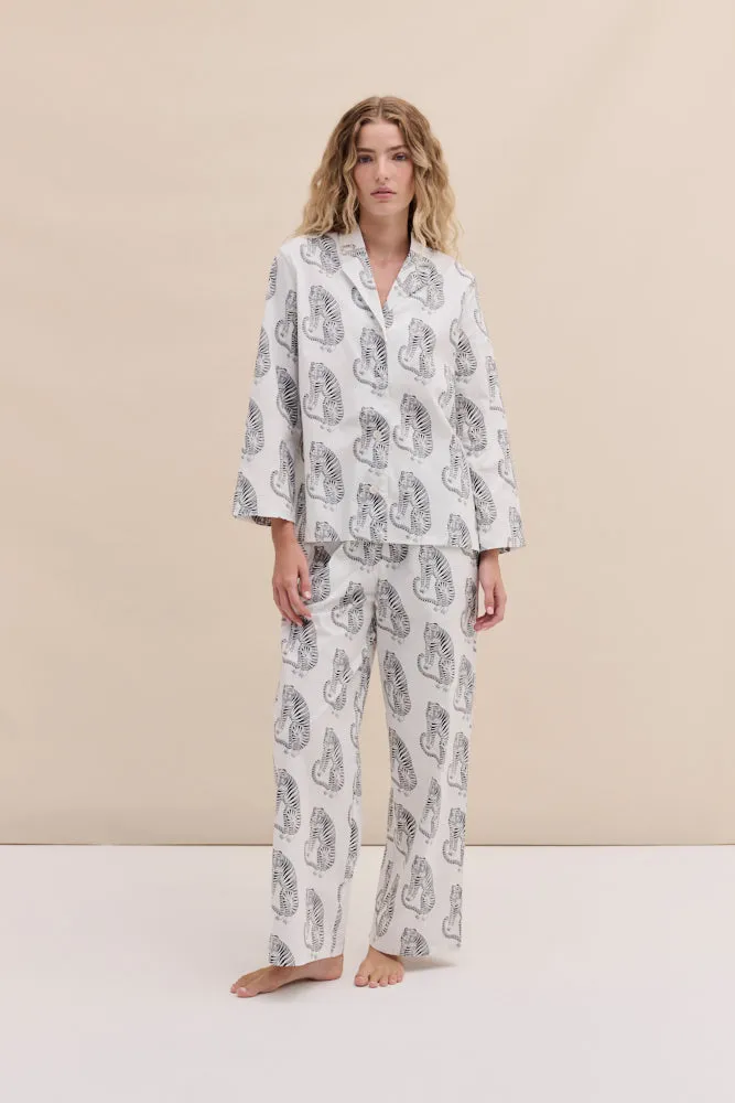 402 Long Pyjama Set Sansindo White/Black sold by Desmond & Dempsey