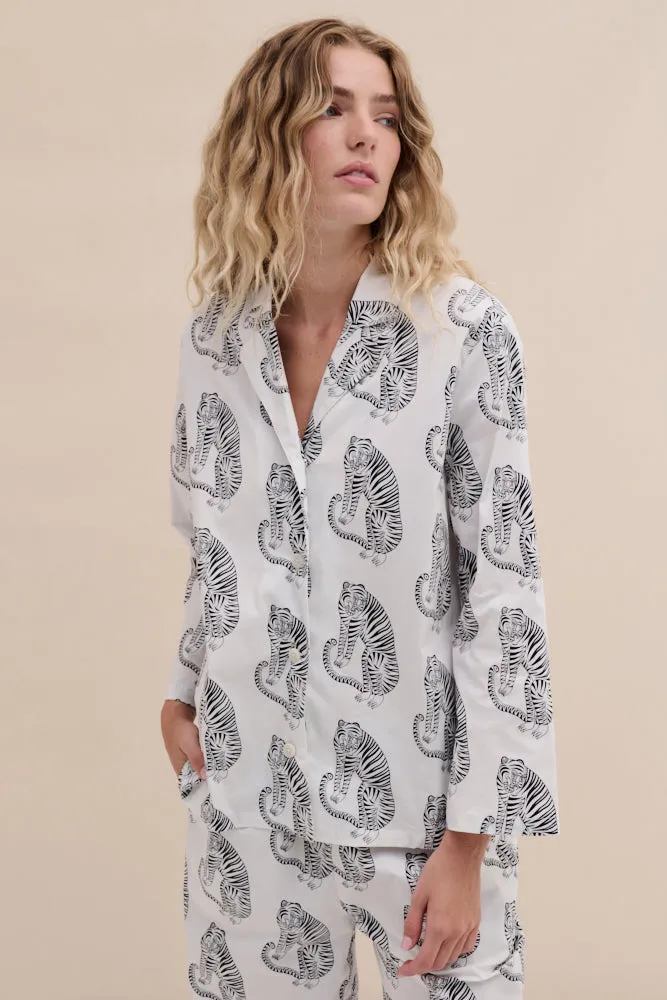 402 Long Pyjama Set Sansindo White/Black sold by Desmond & Dempsey product image thumbnail 5