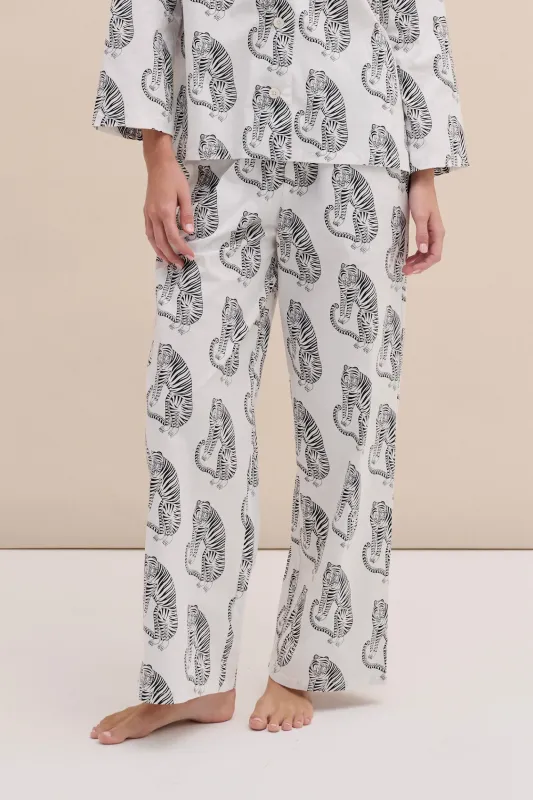 402 Trousers Sansindo White/Black sold by Desmond & Dempsey