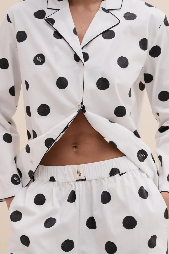 402 Long Pyjama Set Dot White/Black sold by Desmond & Dempsey product image thumbnail 2