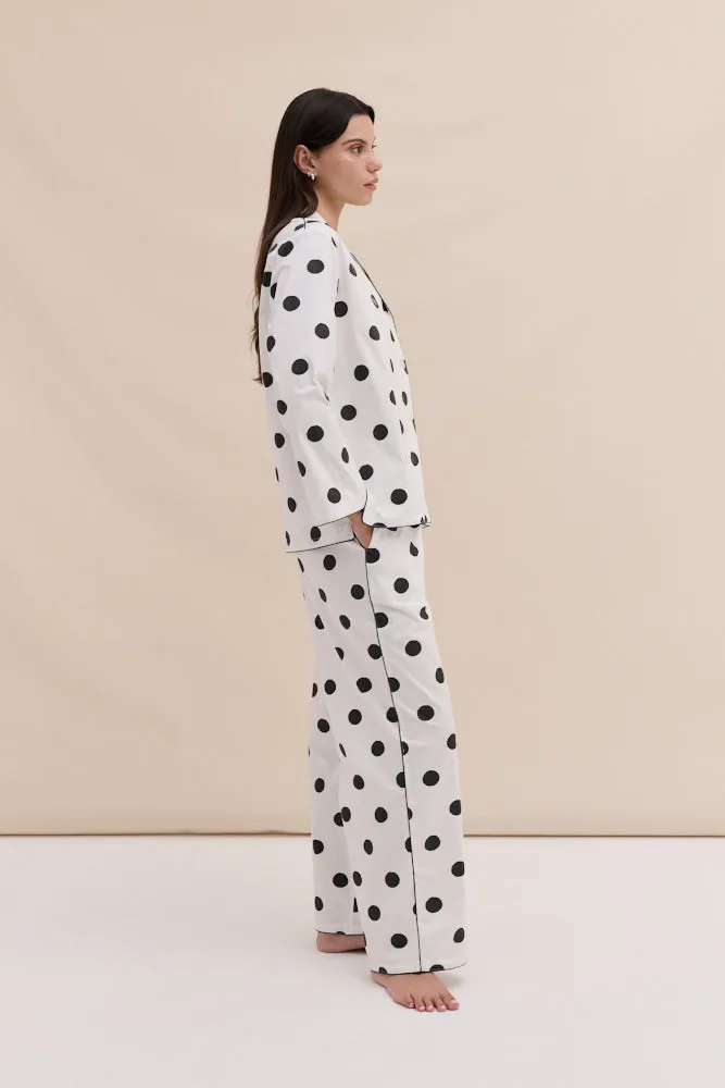 402 Long Pyjama Set Dot White/Black sold by Desmond & Dempsey product image thumbnail 3
