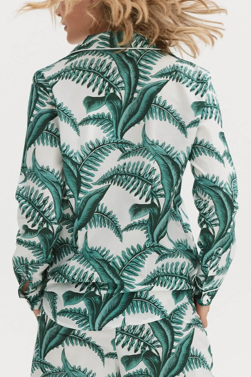 Long Pyjama Set The Fern Print White/Green sold by Desmond & Dempsey product image thumbnail 2