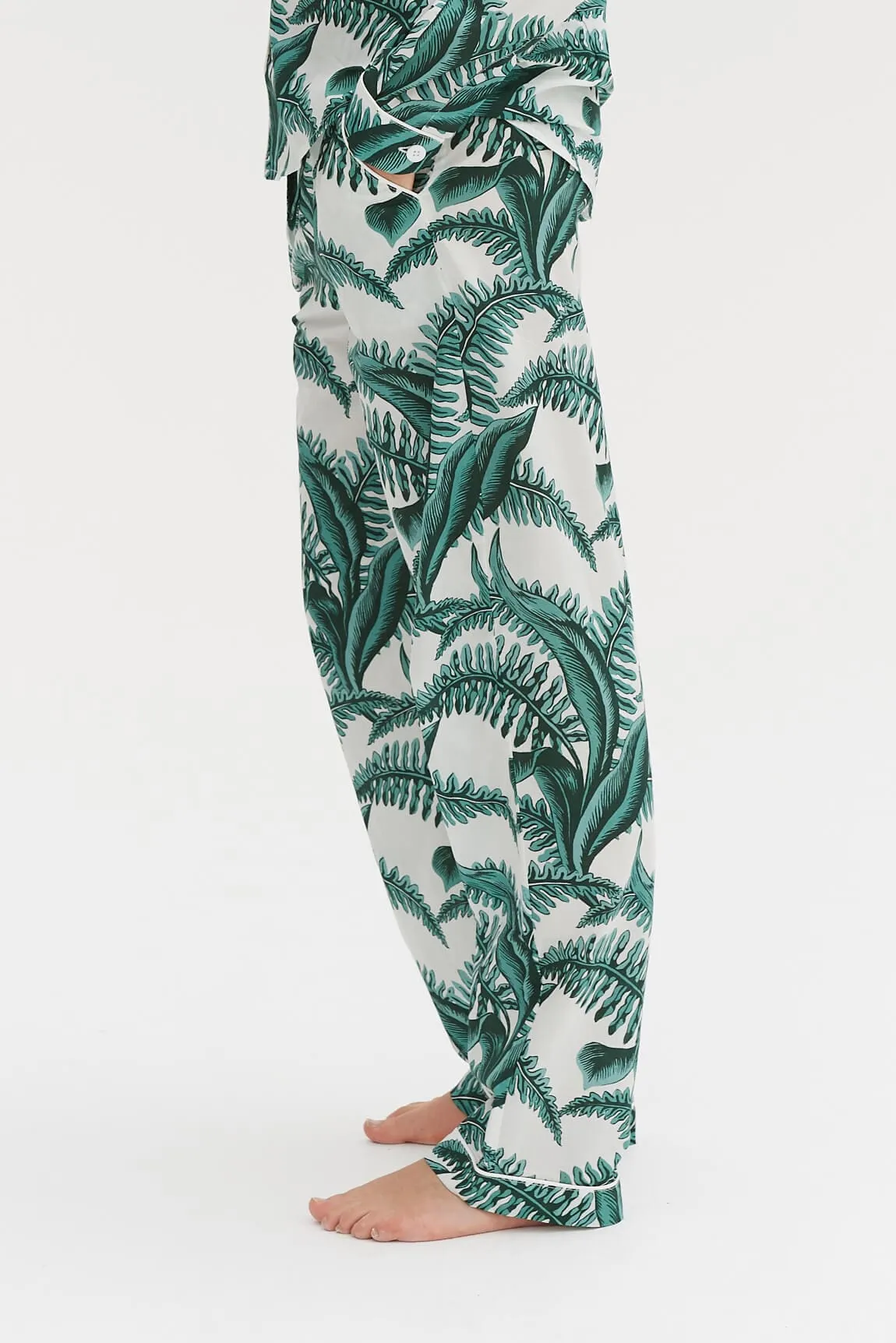Long Pyjama Set The Fern Print White/Green sold by Desmond & Dempsey product image thumbnail 5