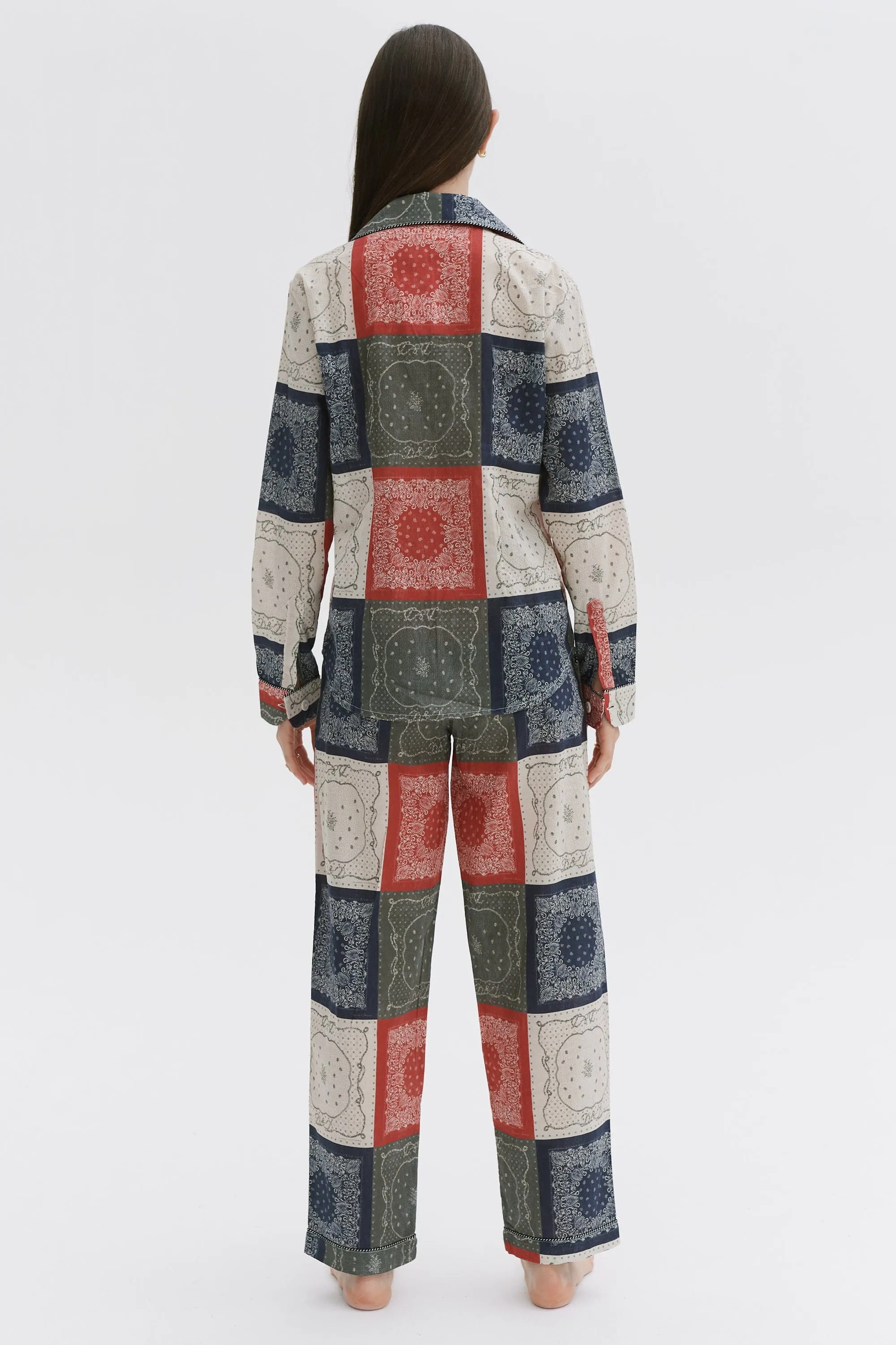 Long Pyjama Set Bandana Patchwork Print Multi sold by Desmond & Dempsey product image thumbnail 4