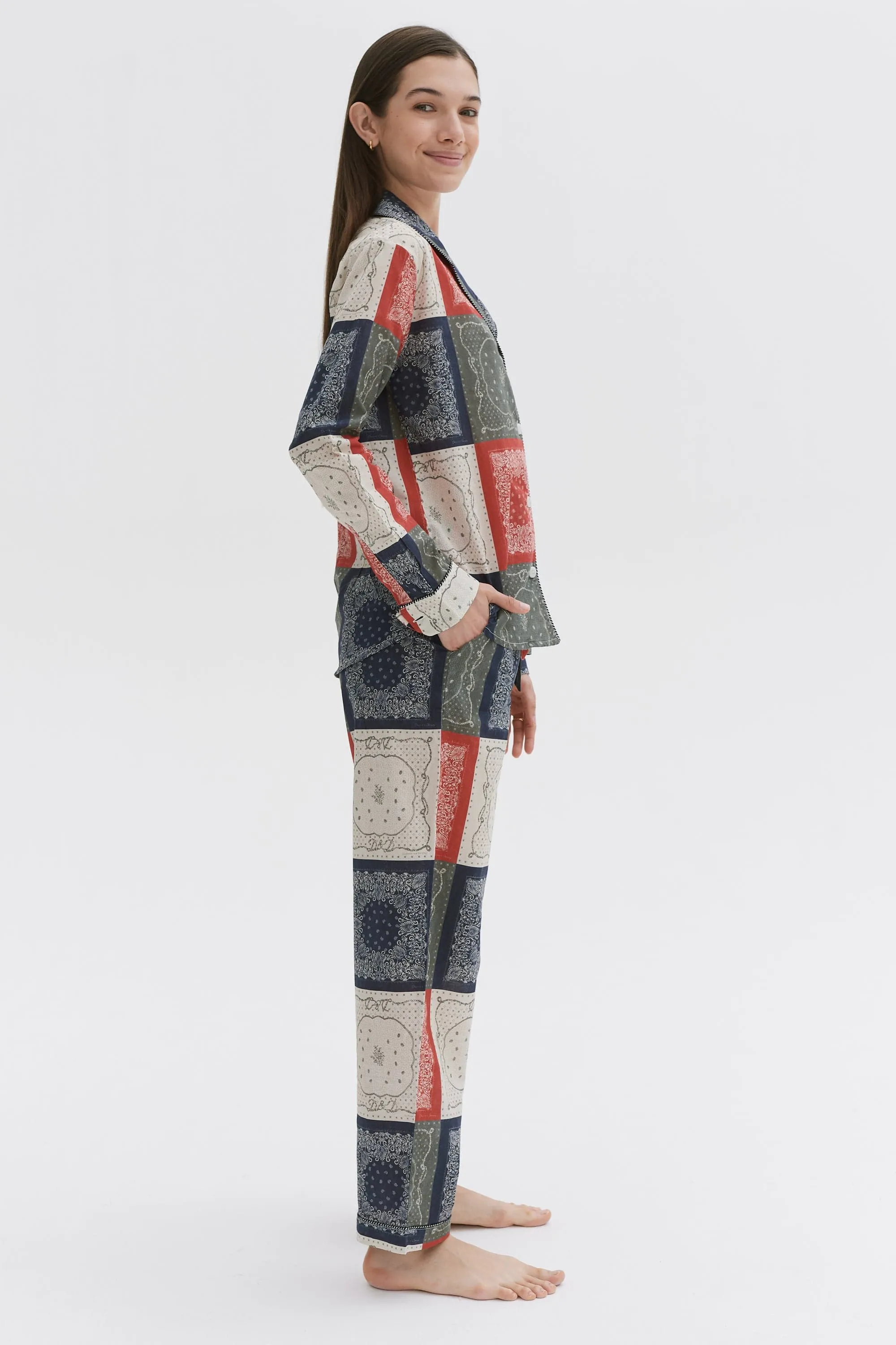 Long Pyjama Set Bandana Patchwork Print Multi sold by Desmond & Dempsey product image thumbnail 3