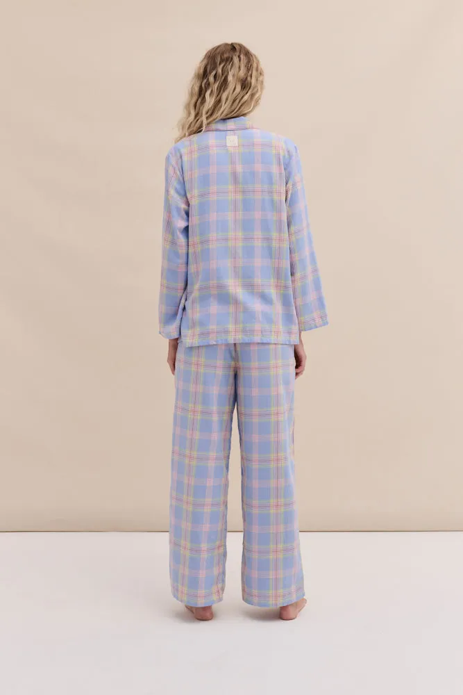 402 Long Pyjama Set Lightweight Flannel Blue/Pink sold by Desmond & Dempsey product image thumbnail 4