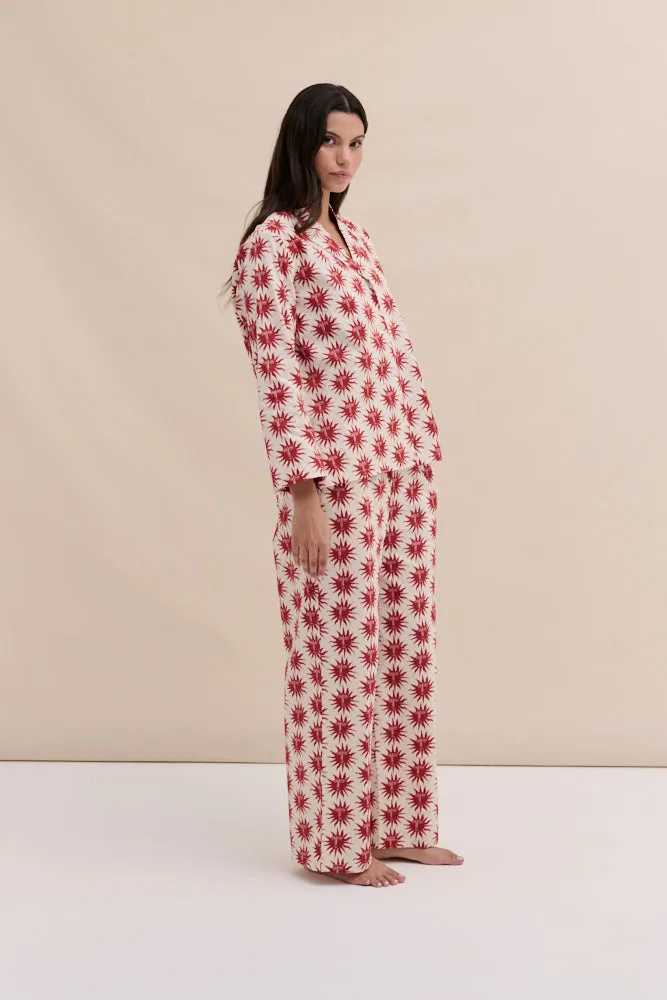 402 Long Pyjama Set Helios Cream/Red sold by Desmond & Dempsey product image thumbnail 3