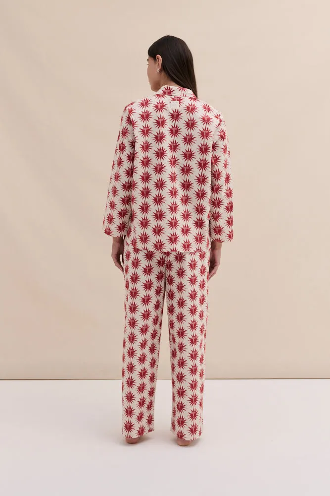 402 Long Pyjama Set Helios Cream/Red sold by Desmond & Dempsey product image thumbnail 4