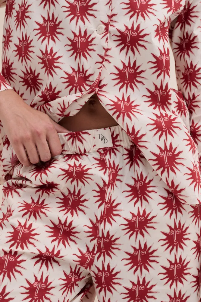 402 Long Pyjama Set Helios Cream/Red sold by Desmond & Dempsey product image thumbnail 5